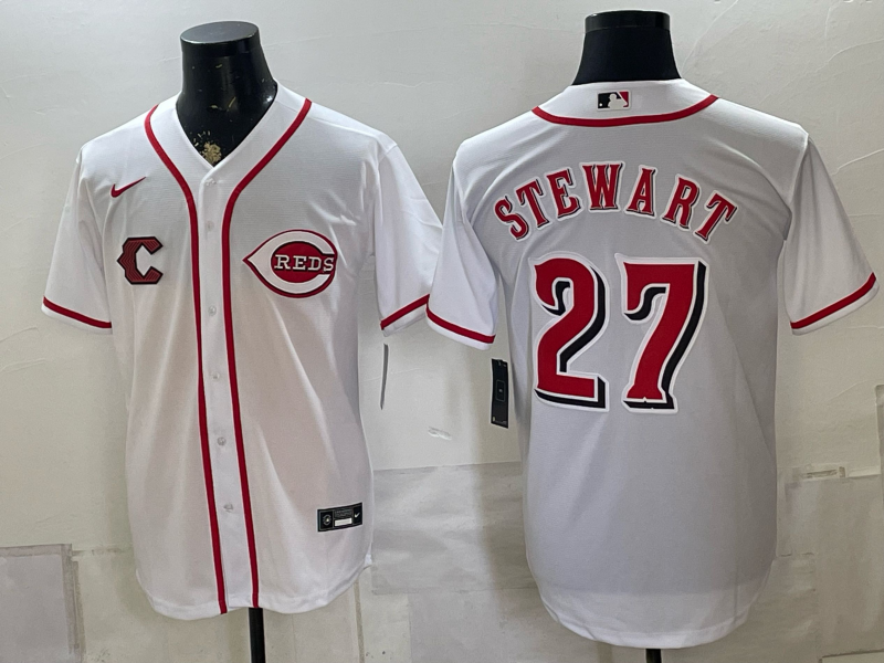 Men Cincinnati Reds #27 Stewart white Nike 2026 MLB Jersey 0815005->cincinnati reds->MLB Jersey